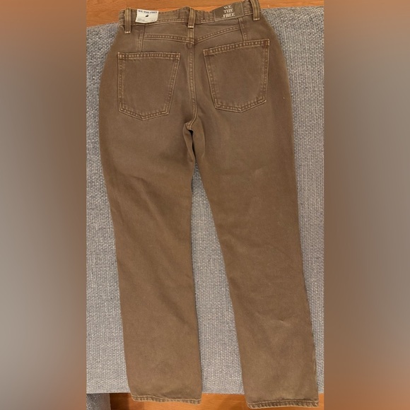Free People We The Free Brown Xena High-Rise Slim Straight Leg Jeans Size 25 - Picture 5 of 15